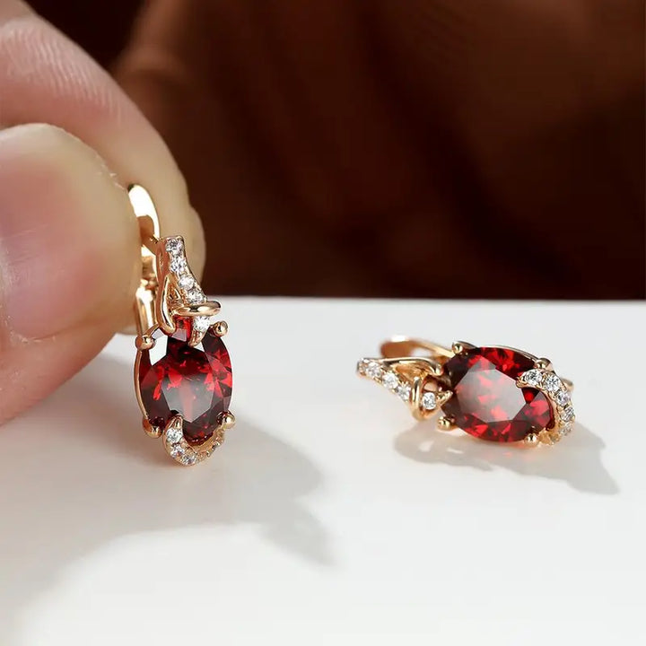Boucles d'oreilles goutte d'un crépuscule cramoisi | Or