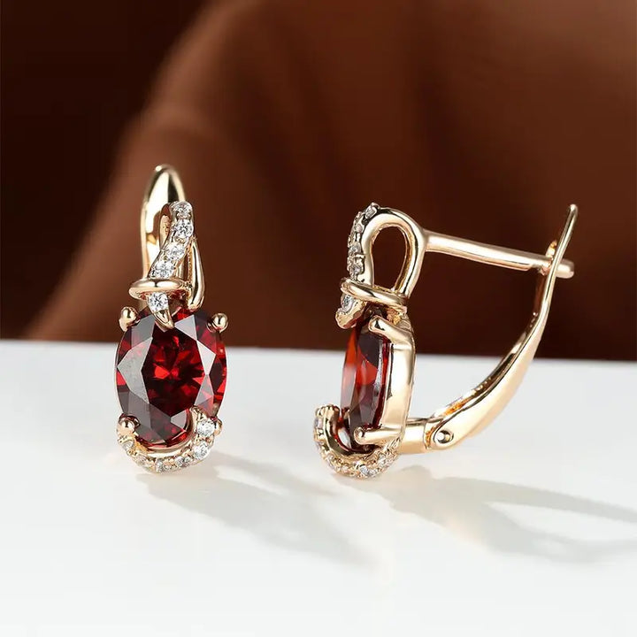 Boucles d'oreilles goutte d'un crépuscule cramoisi | Or
