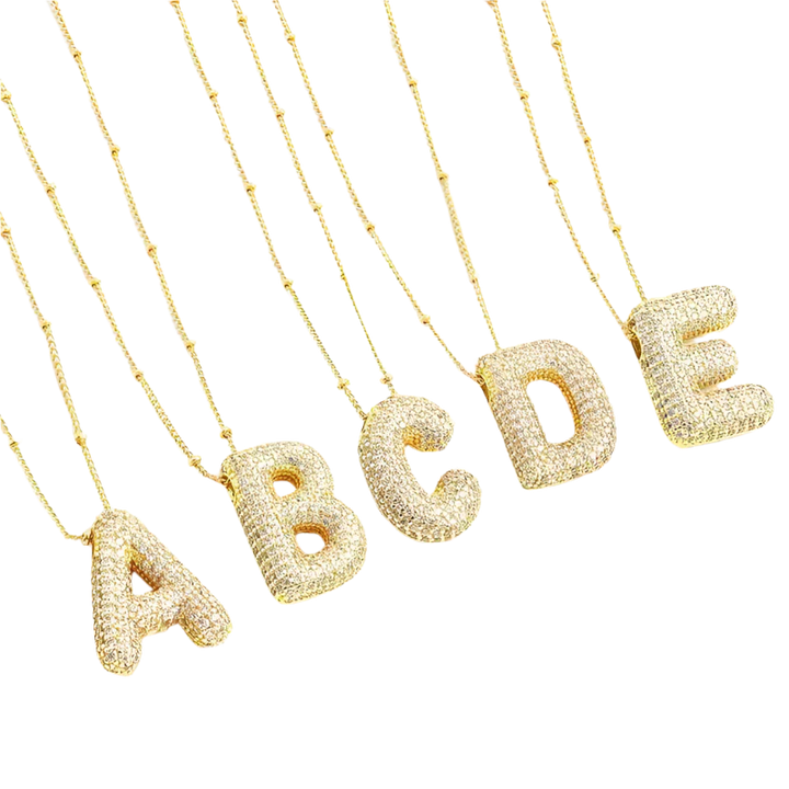 Collier initial en lettres bulles | Or