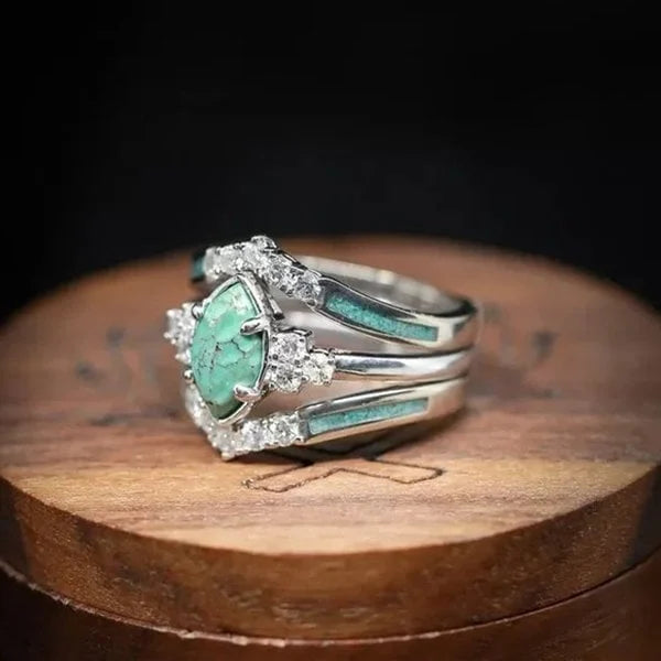 Bague Naturelle en Turquoise et Diamant