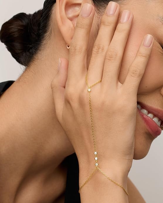 Bracelet de main en perles | Or