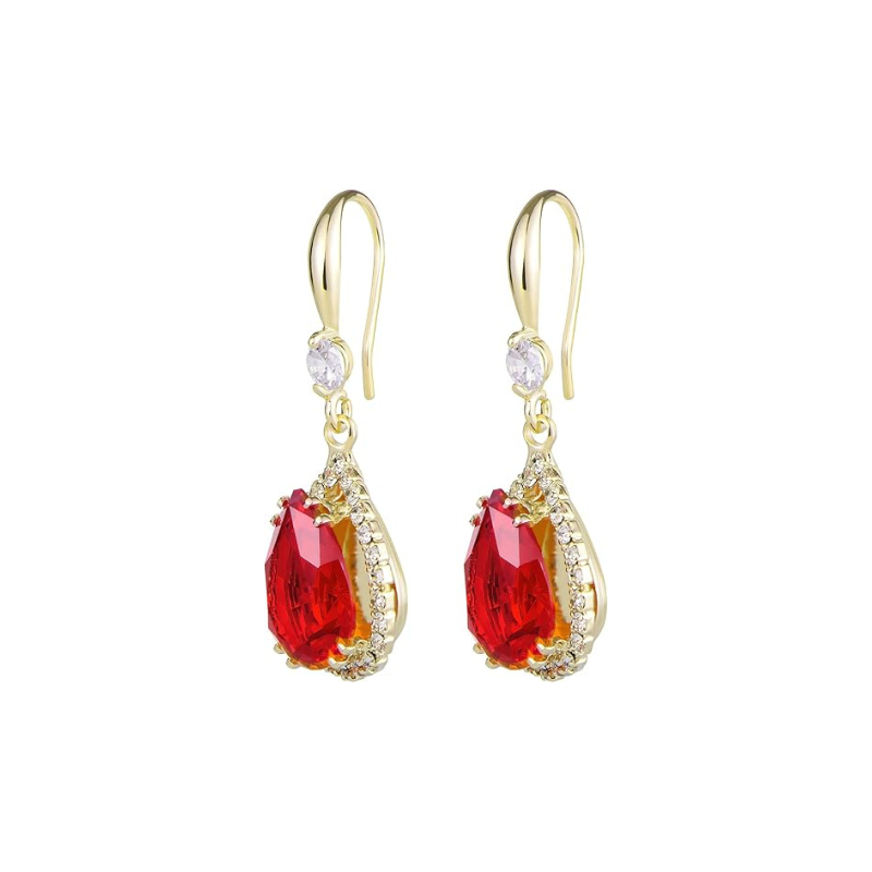 Boucles d'oreilles en forme de goutte de rubis | Or