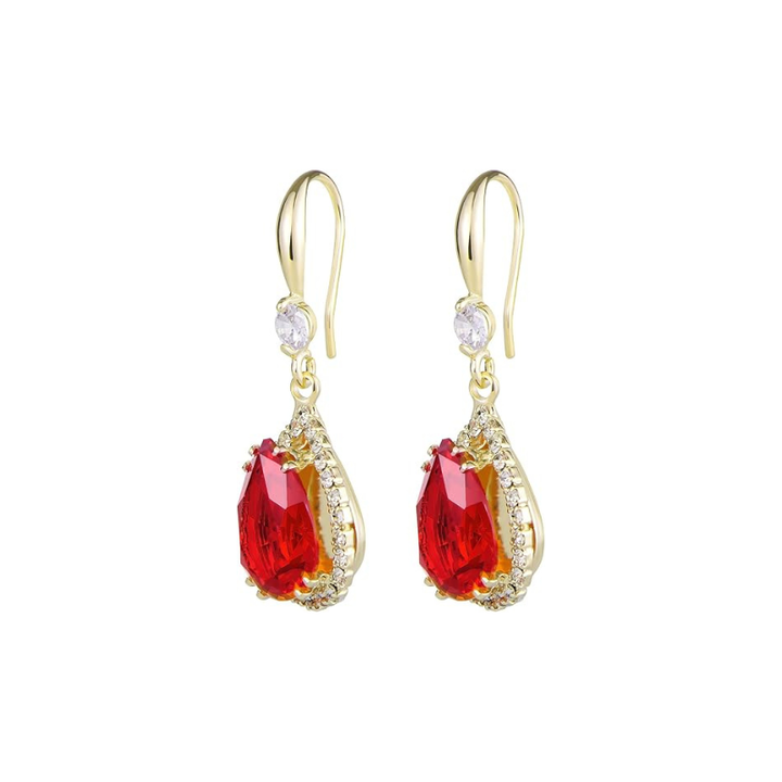 Boucles d'oreilles en forme de goutte de rubis | Or