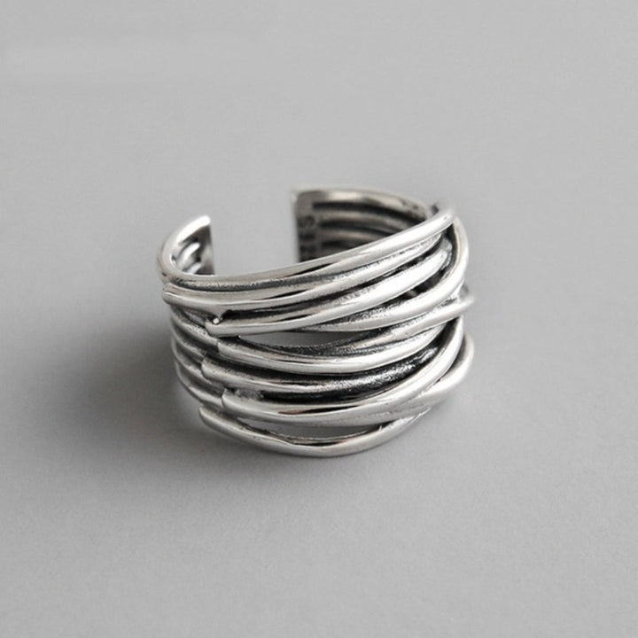 Bague en argent ajustable avec couches