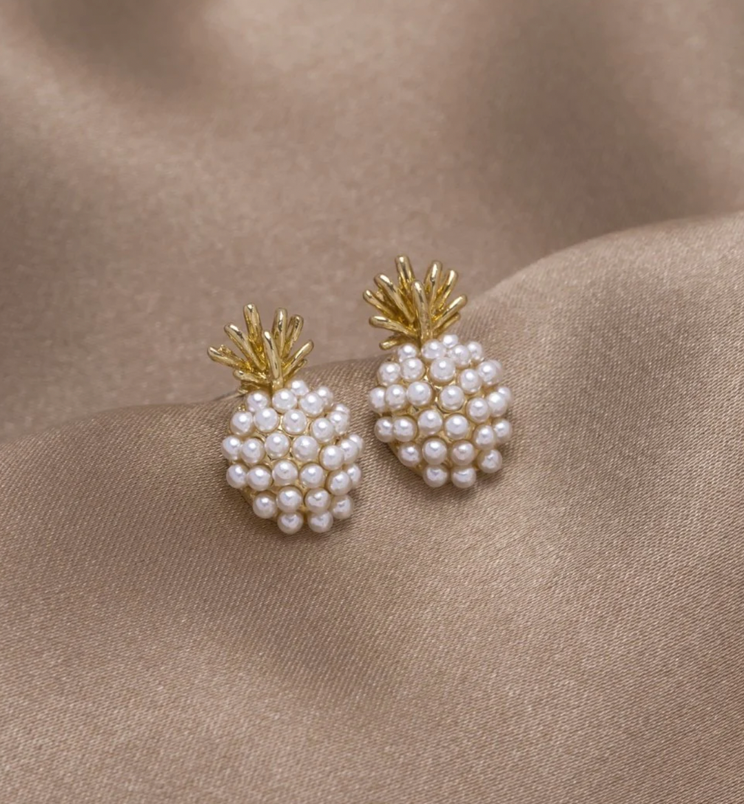 Boucles d'oreilles ananas tropicales avec perles intégrées