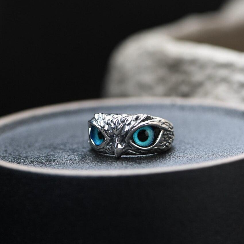 Bague Ajustable Hibou de Bonne Chance en Argent et Opale