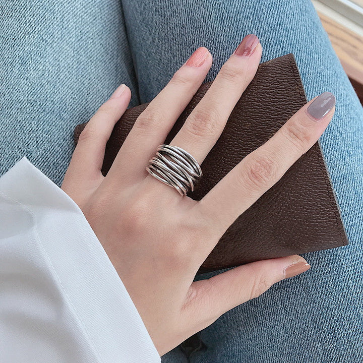 Bague en argent ajustable avec couches