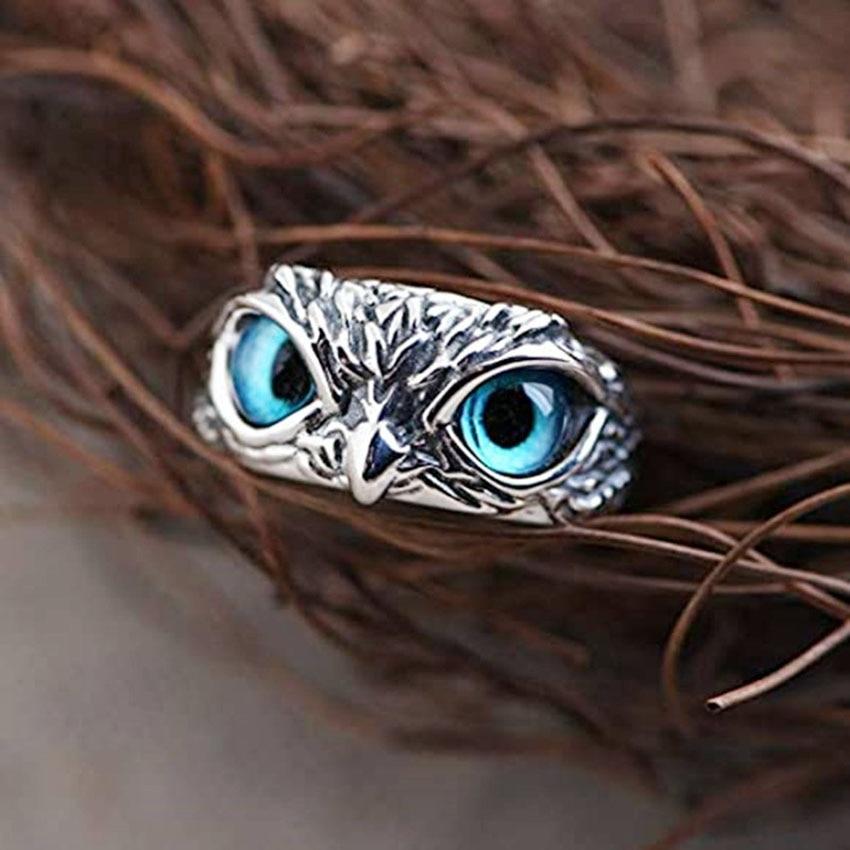 Bague en Argent et Opale Hibou Chanceux Ajustable