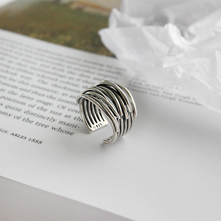 Bague en argent ajustable avec couches