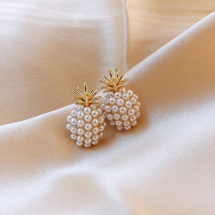 Boucles d'oreilles ananas tropicales avec perles intégrées