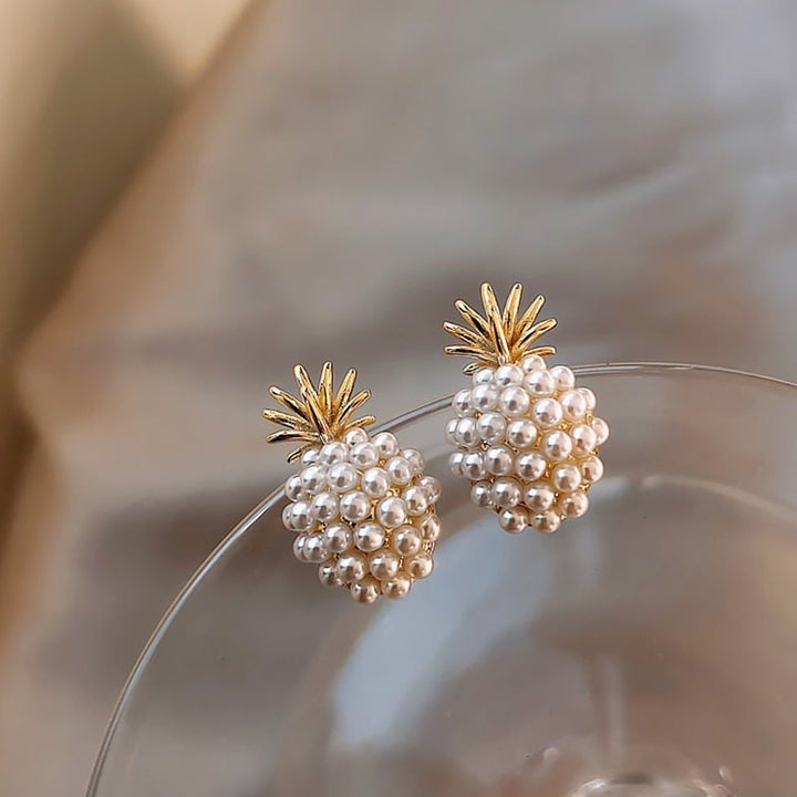 Boucles d'oreilles ananas tropicales avec perles intégrées