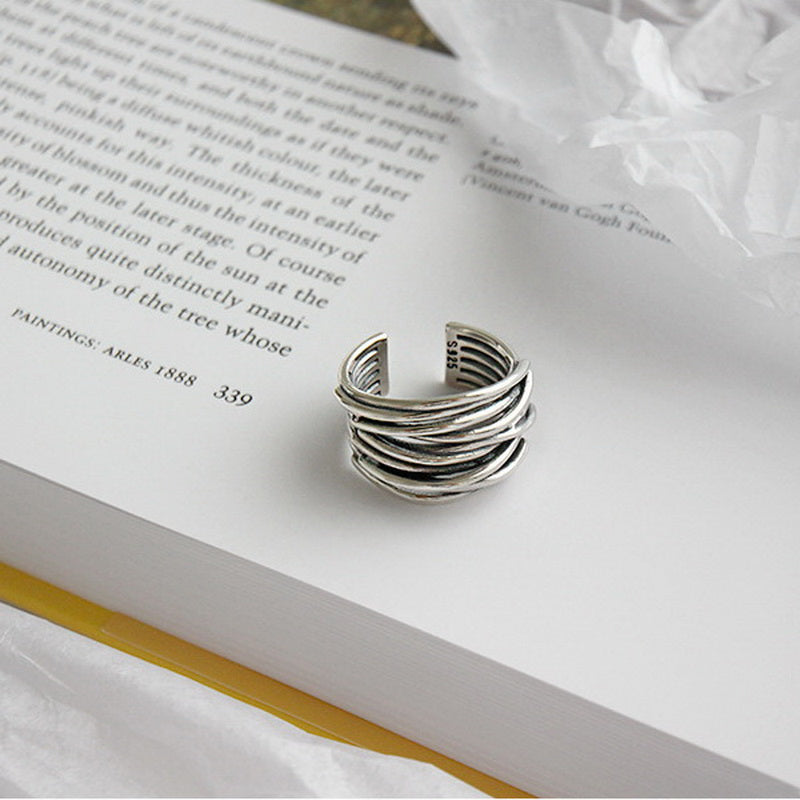 Bague en argent ajustable avec couches