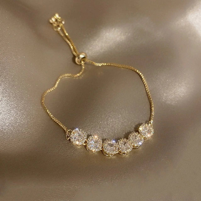Bracelet de luxe ajustable avec zirconia en or