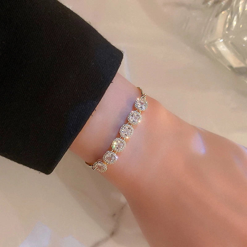 Bracelet de luxe ajustable avec zirconia en or