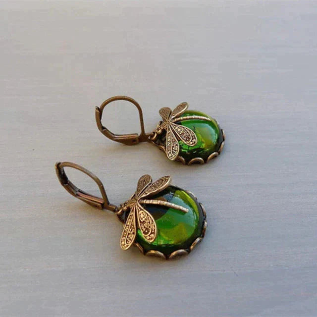 Boucles d'oreilles en Or Antique Libellule Sphériques