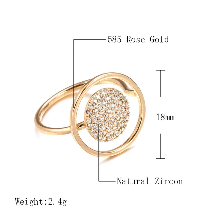 Bague pour femme unique avec un revêtement complet en zirconium, or rose 585