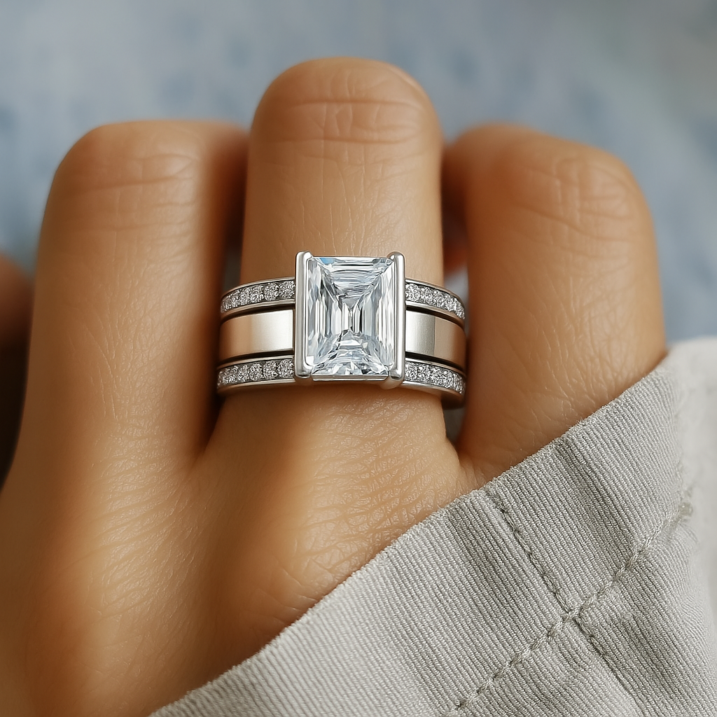 Bague Vintage en Verre Incrusté