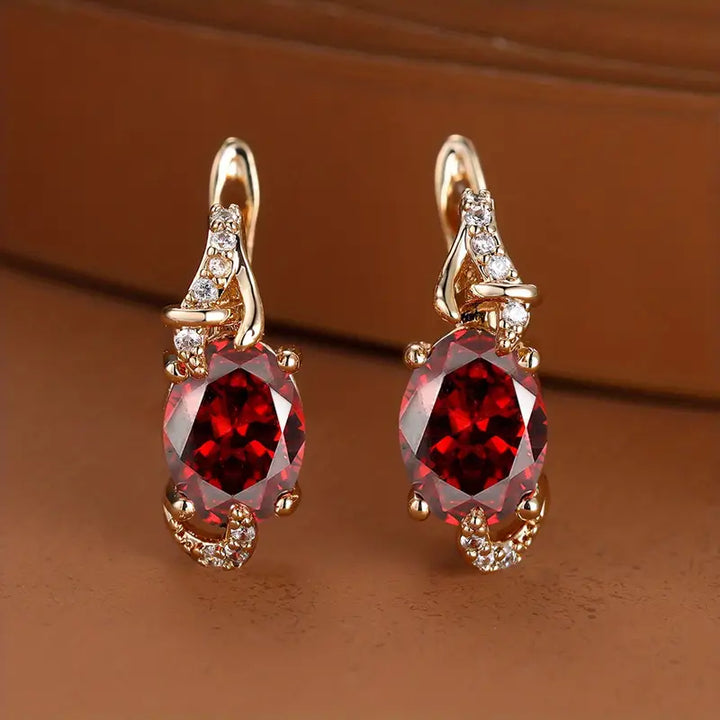Boucles d'oreilles goutte d'un crépuscule cramoisi | Or