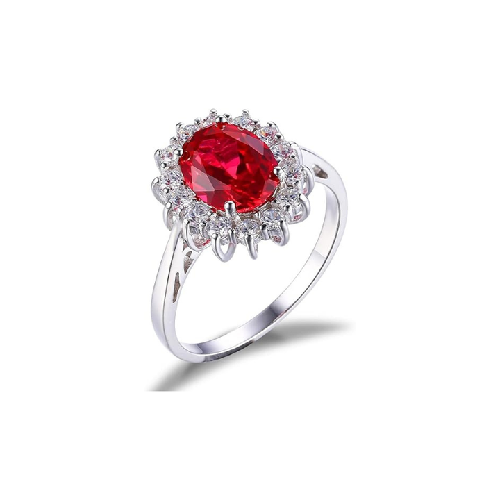 Bague Halo Ruby Classique | Or Blanc
