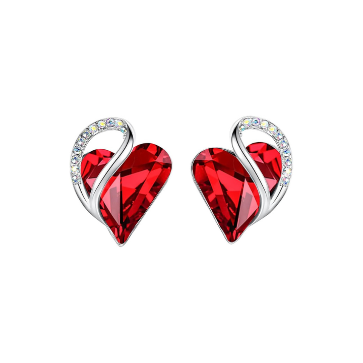Boucles d'oreilles Infinity Heart en rubis | Or blanc