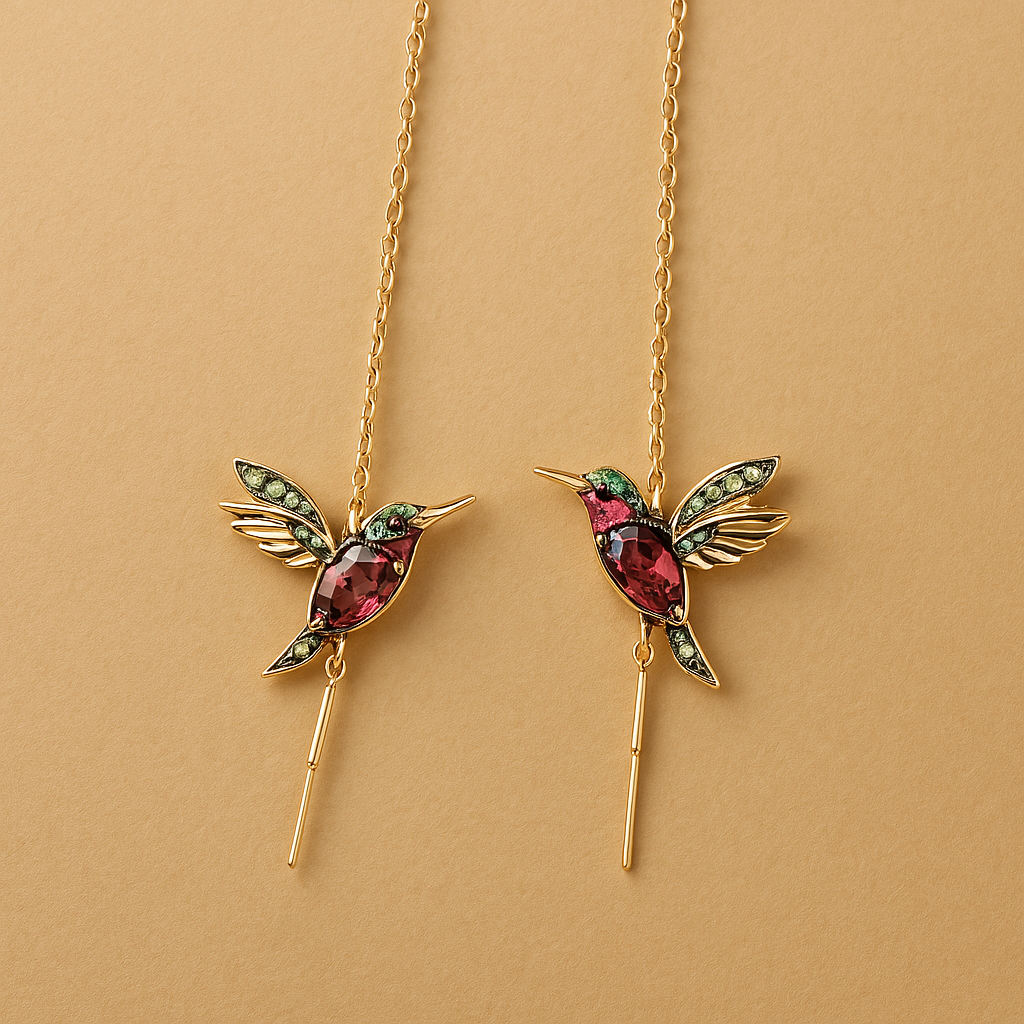 Boucles d'oreilles Hummingbird en zirconium et émail