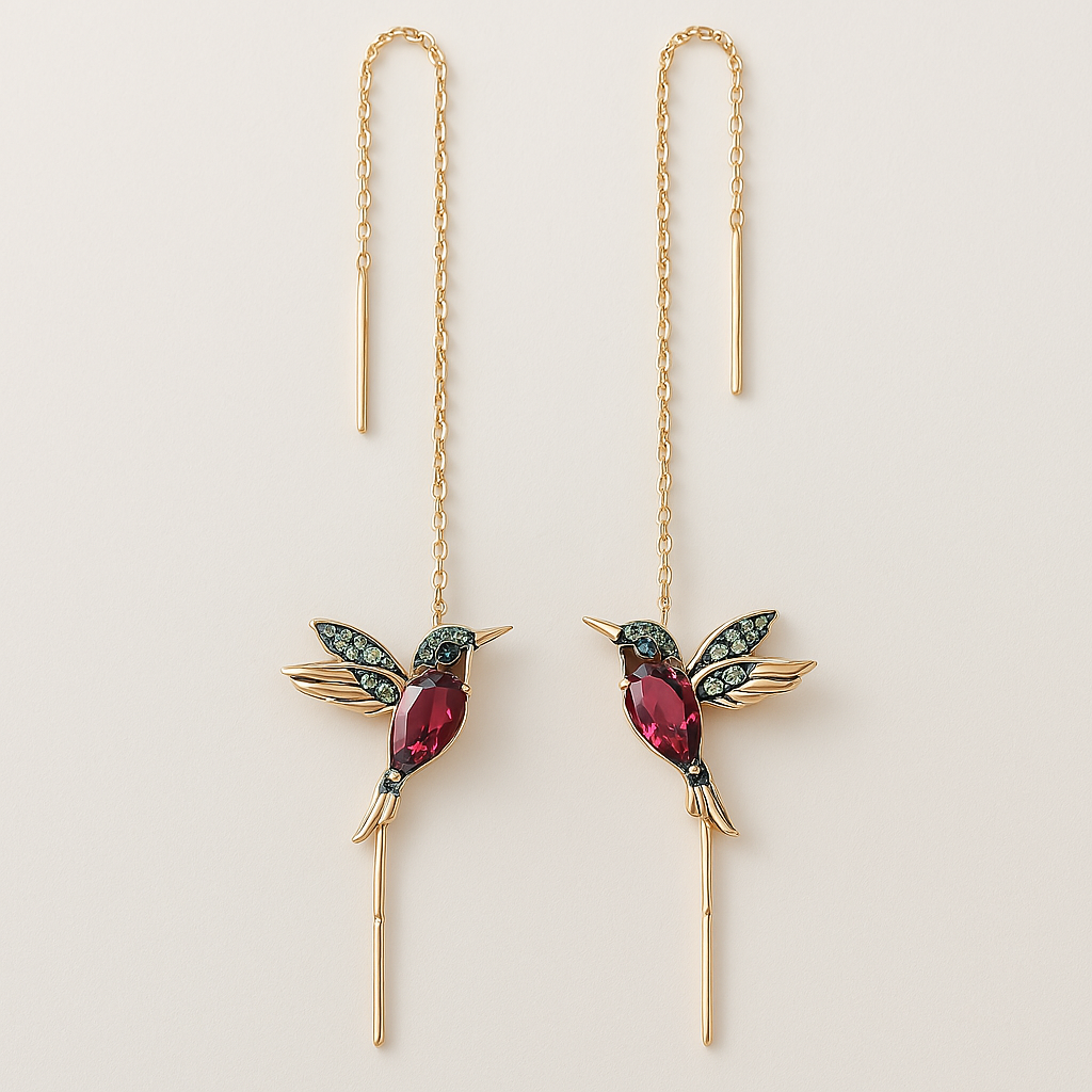 Boucles d'oreilles Hummingbird en zirconium et émail