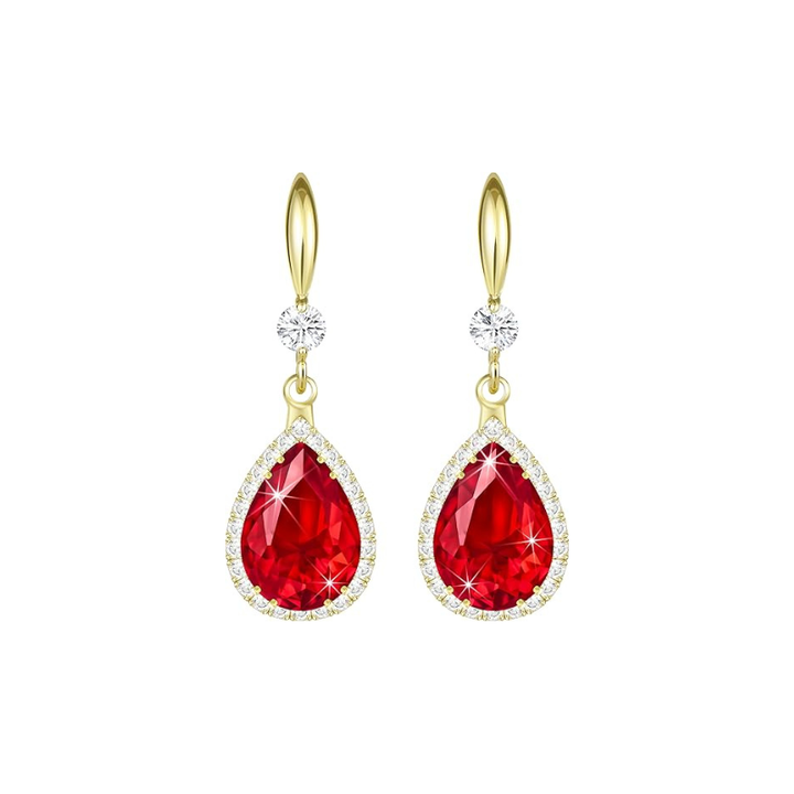 Boucles d'oreilles en forme de goutte de rubis | Or