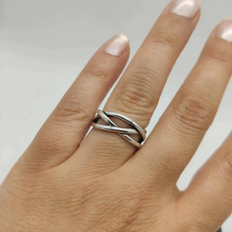 Bague Réglable Épais en Argent