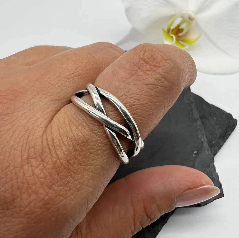 Bague Réglable Épais en Argent