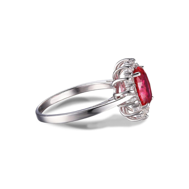 Bague Halo Ruby Classique | Or Blanc