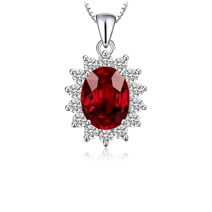 Collier Halo Ruby Classique | Or Blanc