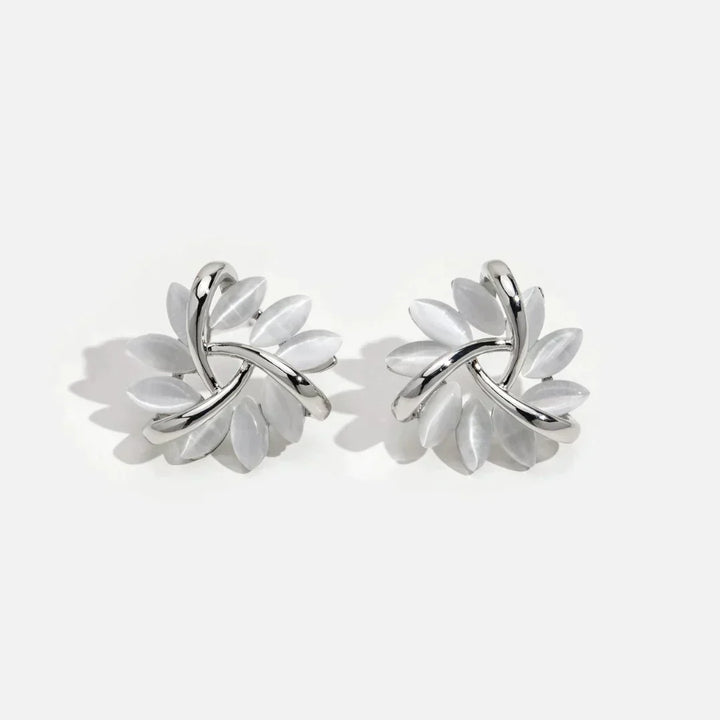 Boucles d'oreilles créoles avec fleurs d'opale en or