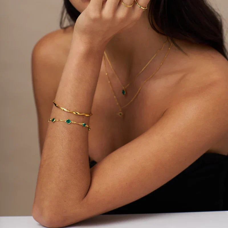 Bracelet Chaîne Émeraude | Or